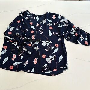 Halogen three-quarter ruffle sleeve blouse, size M